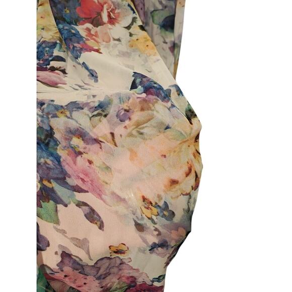 Forever21 M White Floral Watercolor Semisheer Maxi FairyCore Coquette Romantic - Picture 4 of 8